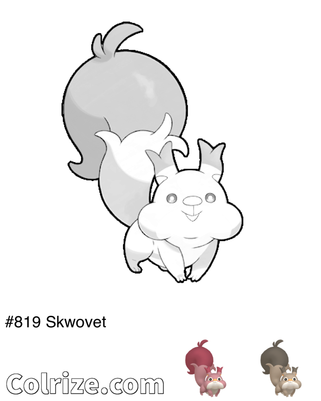 Pokemon Skwovet coloring page + Shiny Skwovet coloring page