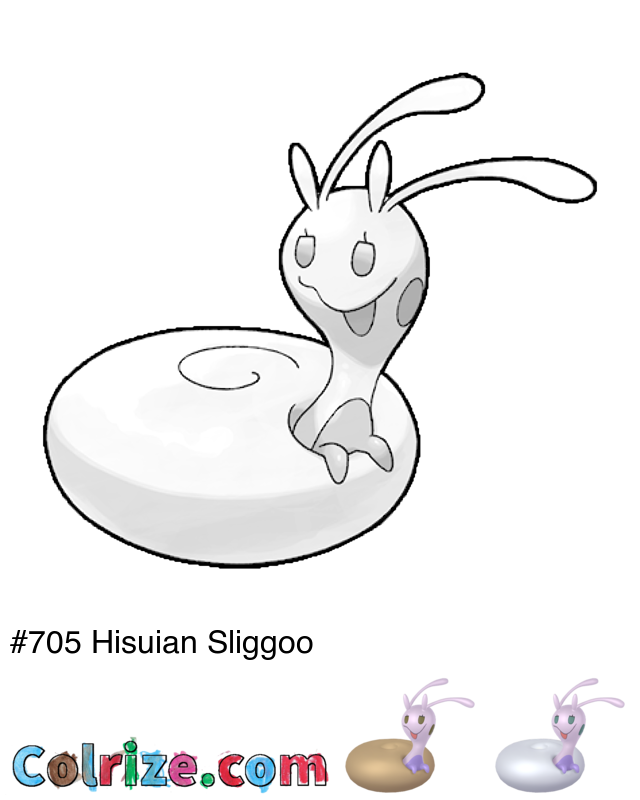 Pokemon Hisuian Sliggoo coloring page + Shiny Hisuian Sliggoo coloring page