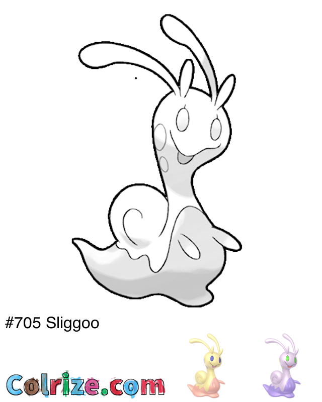 Pokemon Sliggoo coloring page + Shiny Sliggoo coloring page