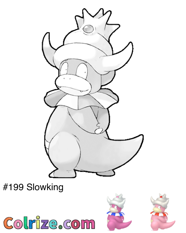 Pokemon Slowking coloring page + Shiny Slowking coloring page