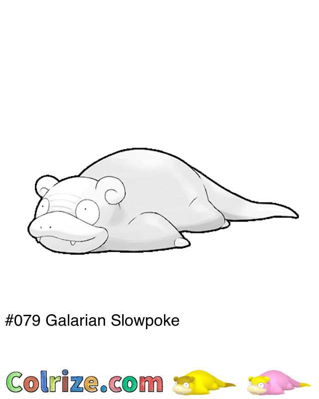 Pokemon Galarian Slowpoke coloring page + Shiny Galarian Slowpoke coloring page