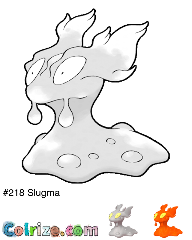 Pokemon Slugma coloring page + Shiny Slugma coloring page