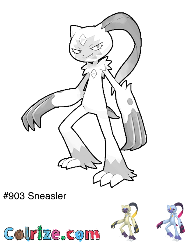 Pokemon Sneasler coloring page + Shiny Sneasler coloring page