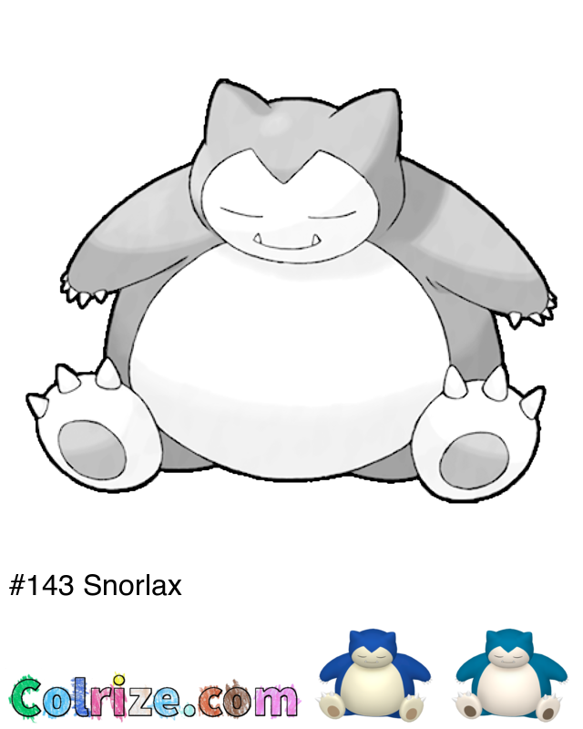 Pokemon Snorlax coloring page + Shiny Snorlax coloring page