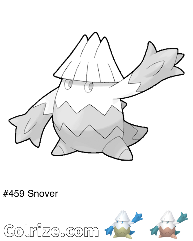 Pokemon Snover coloring page + Shiny Snover coloring page