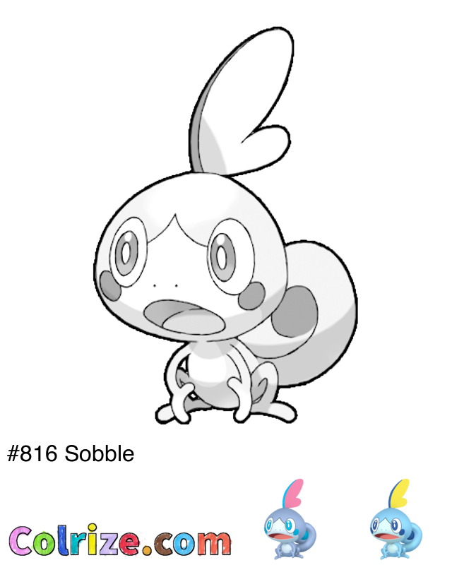 Pokemon Sobble coloring page + Shiny Sobble coloring page