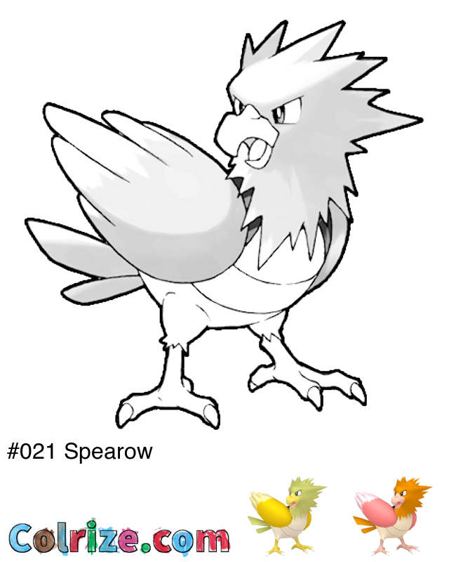 Pokemon Spearow coloring page + Shiny Spearow coloring page