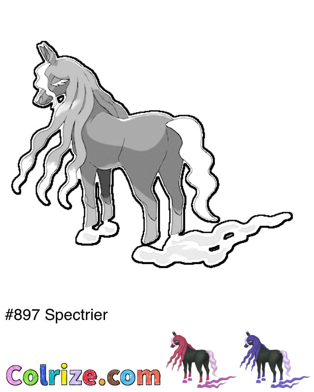Pokemon Spectrier coloring page + Shiny Spectrier coloring page