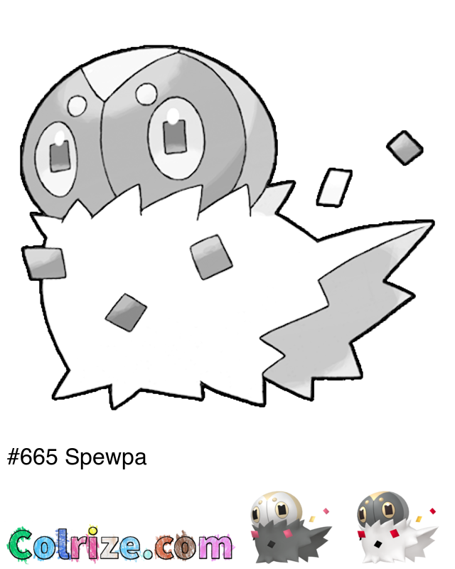 Pokemon Spewpa coloring page + Shiny Spewpa coloring page