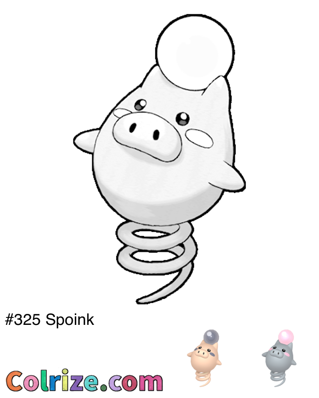 Pokemon Spoink coloring page + Shiny Spoink coloring page