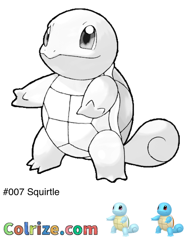 Pokemon Squirtle coloring page + Shiny Squirtle coloring page