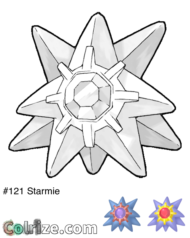 Pokemon Starmie coloring page + Shiny Starmie coloring page