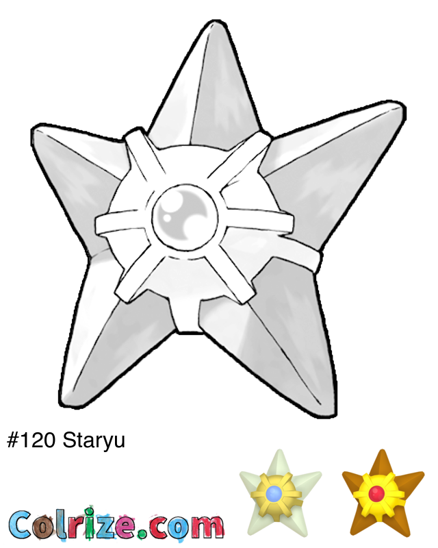 Pokemon Staryu coloring page + Shiny Staryu coloring page