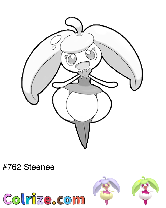 Pokemon Steenee coloring page + Shiny Steenee coloring page