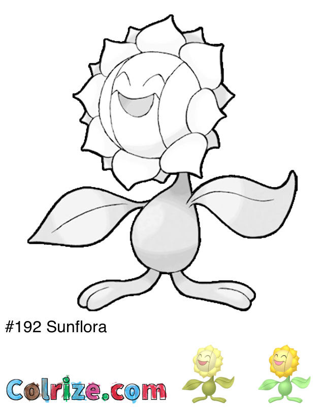 Pokemon Sunflora coloring page + Shiny Sunflora coloring page