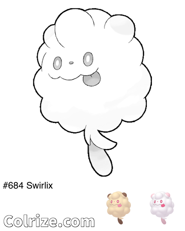 Pokemon Swirlix coloring page + Shiny Swirlix coloring page