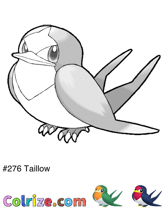Pokemon Taillow coloring page + Shiny Taillow coloring page