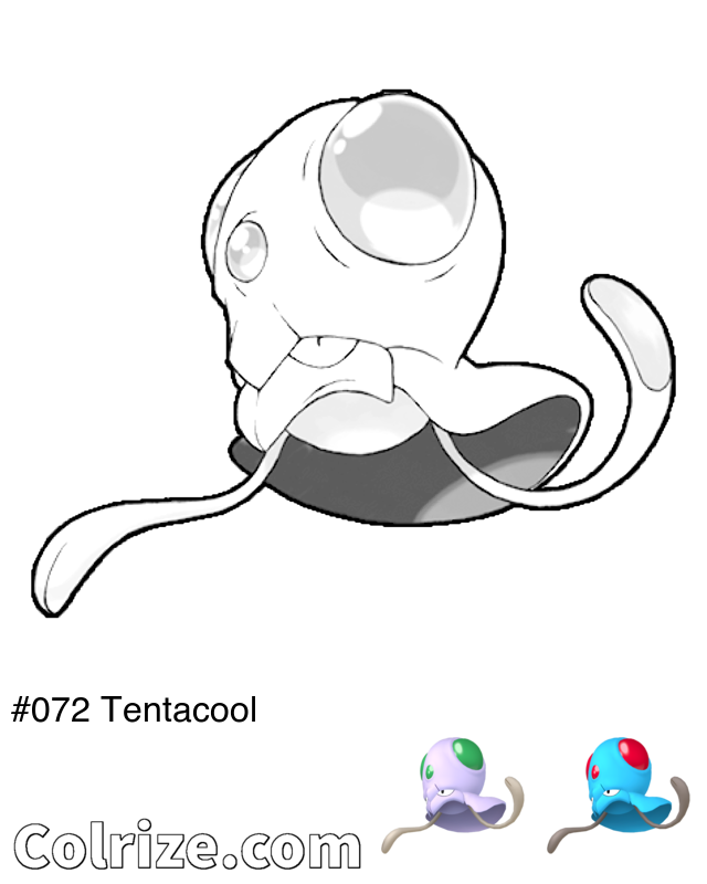 Pokemon Tentacool coloring page + Shiny Tentacool coloring page