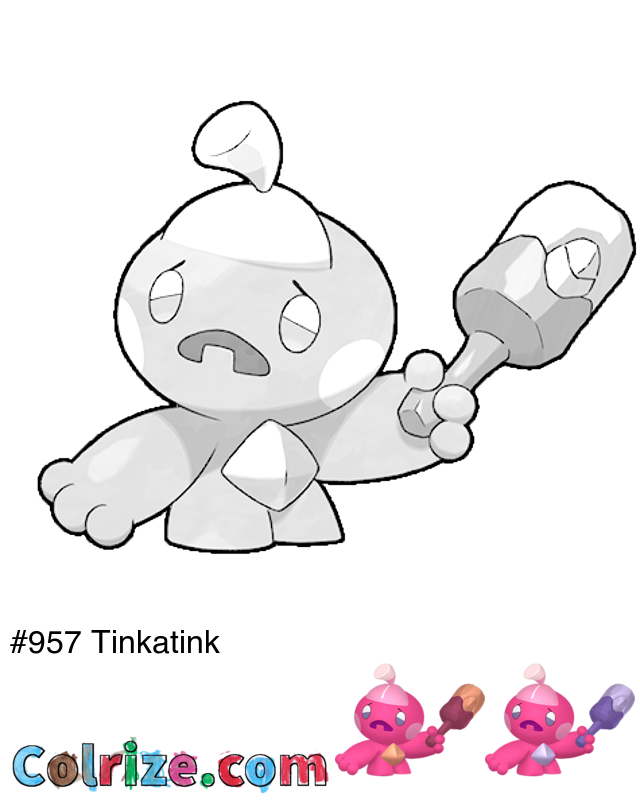 Pokemon Tinkatink coloring page + Shiny Tinkatink coloring page