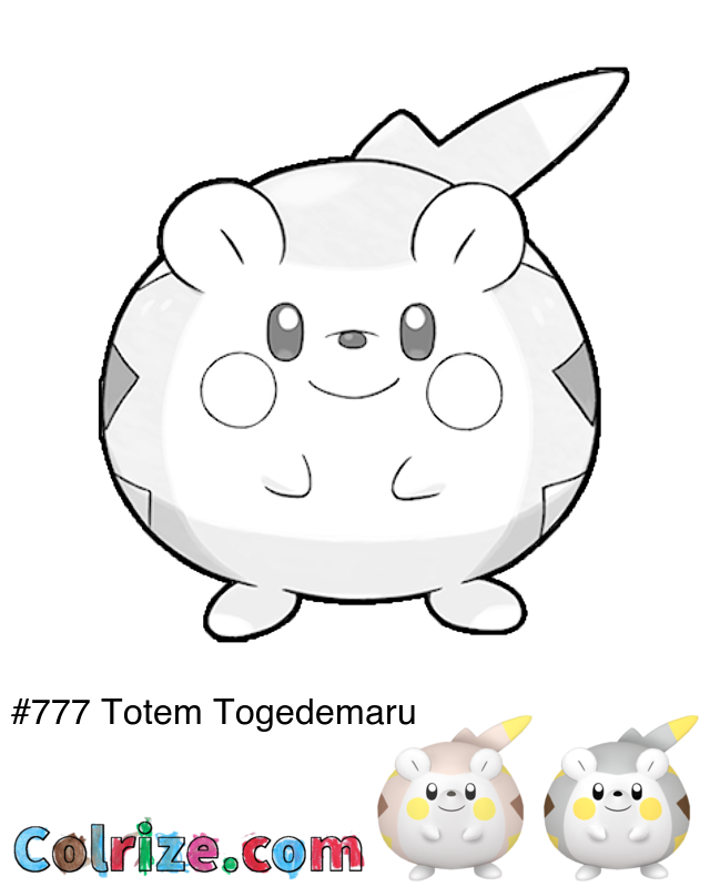 Pokemon Totem Togedemaru coloring page + Shiny Totem Togedemaru coloring page