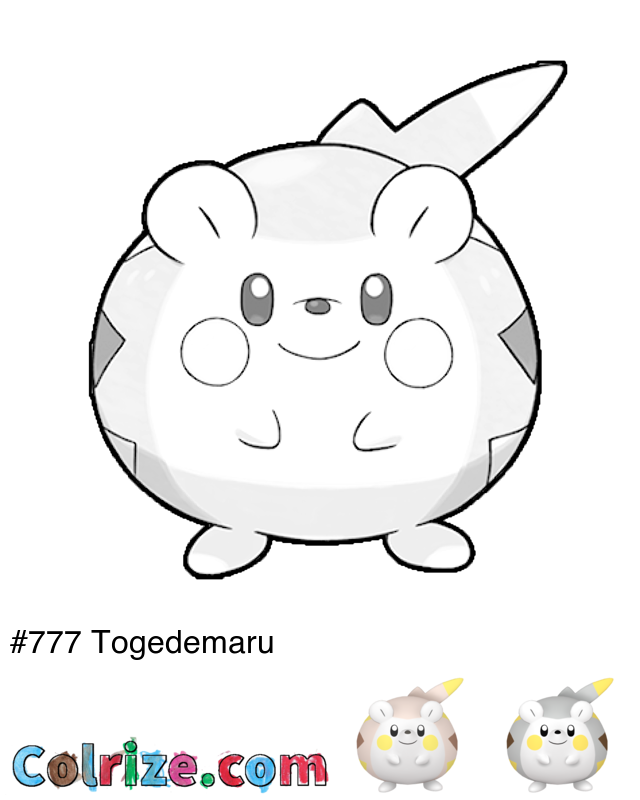 Pokemon Togedemaru coloring page + Shiny Togedemaru coloring page