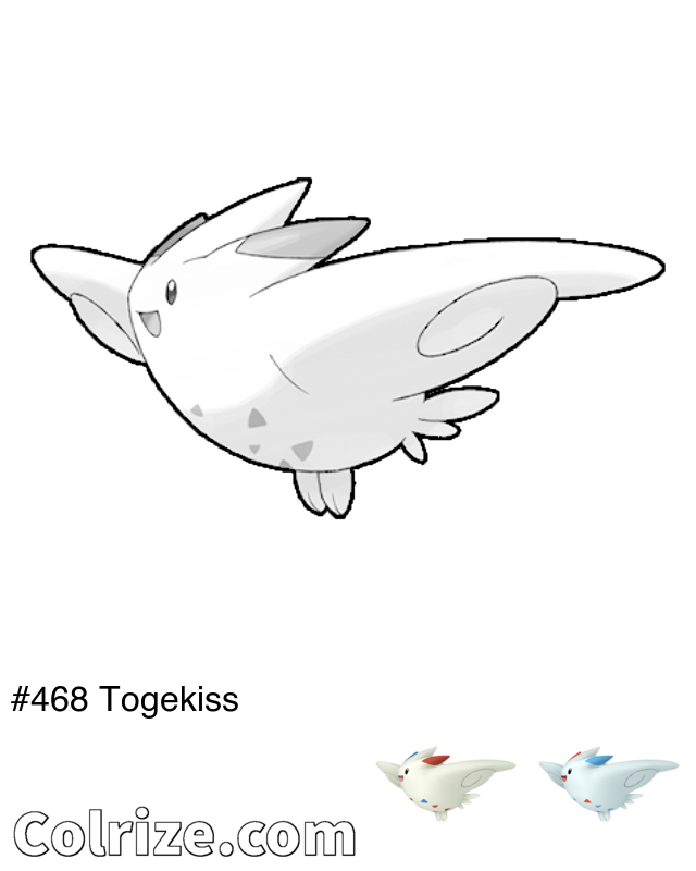 Pokemon Togekiss coloring page + Shiny Togekiss coloring page