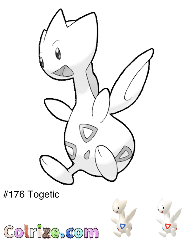Pokemon Togetic coloring page + Shiny Togetic coloring page