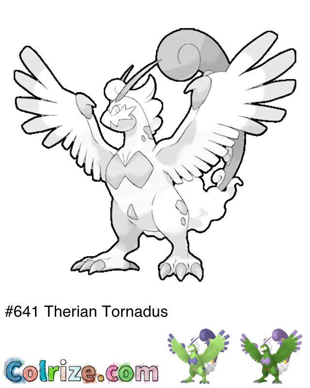 Pokemon Therian Tornadus coloring page + Shiny Therian Tornadus coloring page