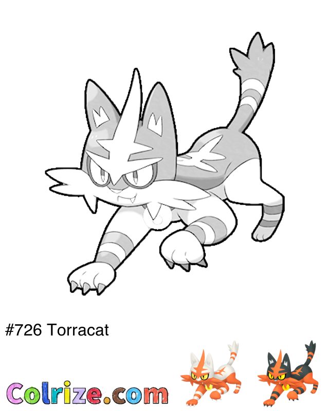 Pokemon Torracat coloring page + Shiny Torracat coloring page