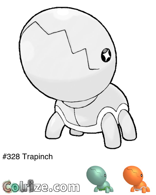 Pokemon Trapinch coloring page + Shiny Trapinch coloring page