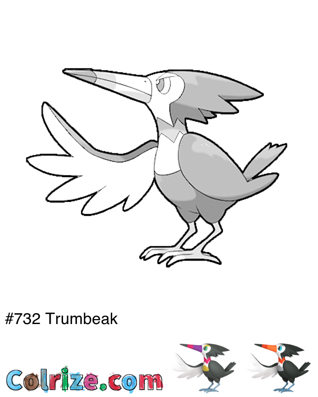 Pokemon Trumbeak coloring page + Shiny Trumbeak coloring page