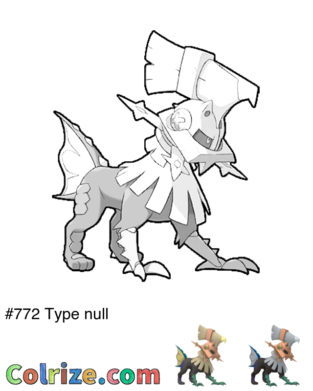Pokemon Type null coloring page + Shiny Type null coloring page