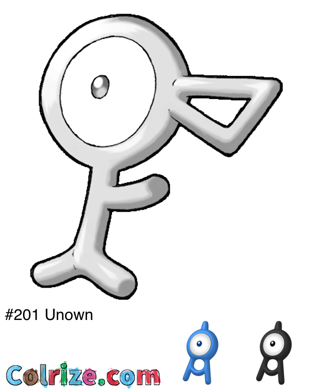 Pokemon Unown coloring page + Shiny Unown coloring page