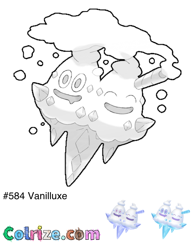 Pokemon Vanilluxe coloring page + Shiny Vanilluxe coloring page
