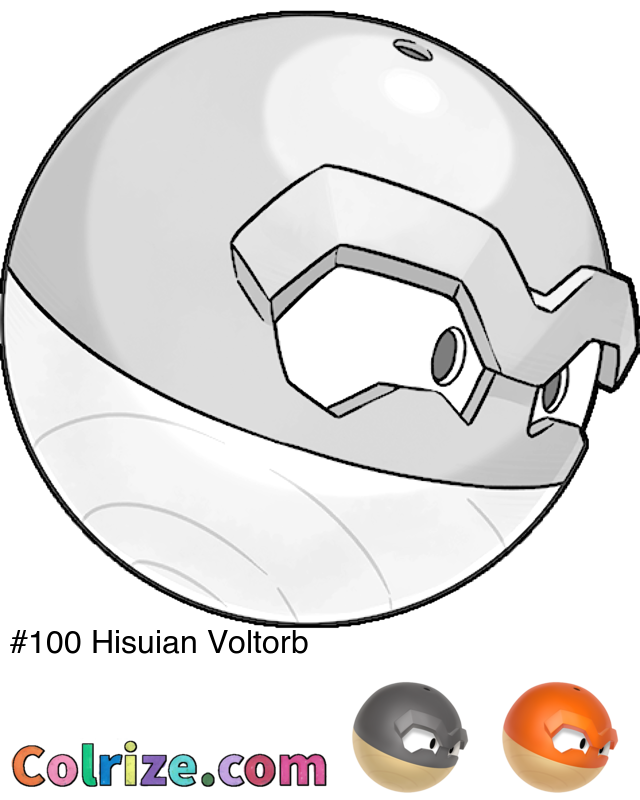 Pokemon Hisuian Voltorb coloring page + Shiny Hisuian Voltorb coloring page