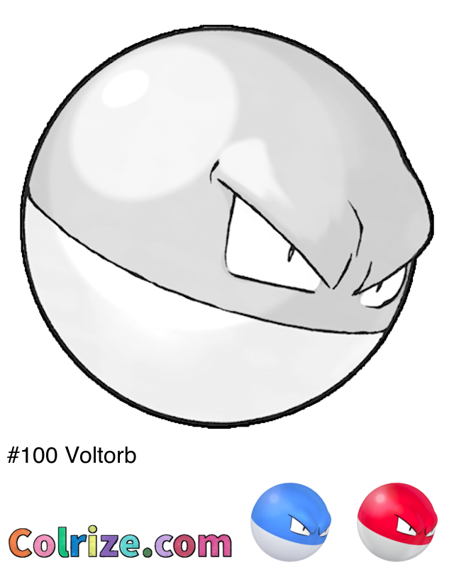 Pokemon Voltorb coloring page + Shiny Voltorb coloring page