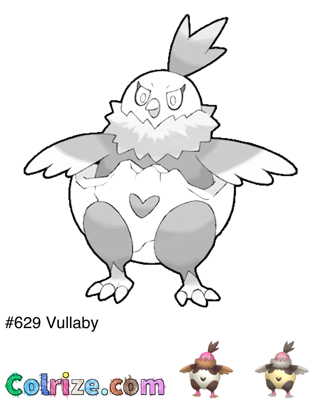 Pokemon Vullaby coloring page + Shiny Vullaby coloring page