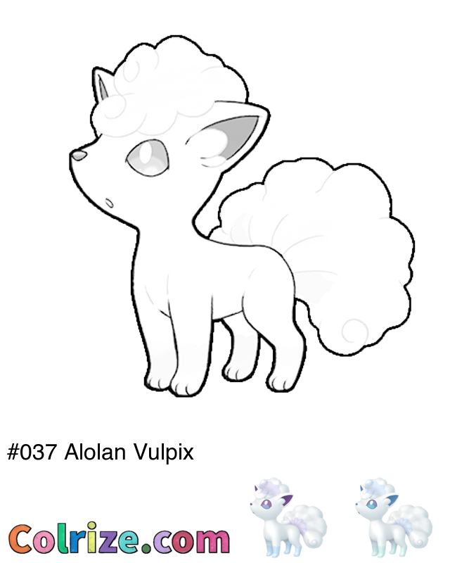 Pokemon Alolan Vulpix coloring page + Shiny Alolan Vulpix coloring page