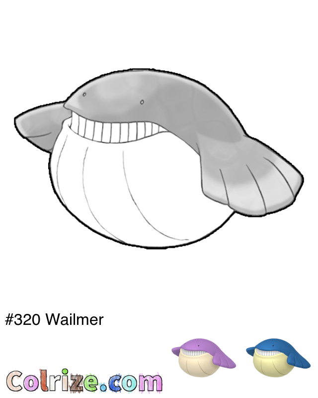 Pokemon Wailmer coloring page + Shiny Wailmer coloring page