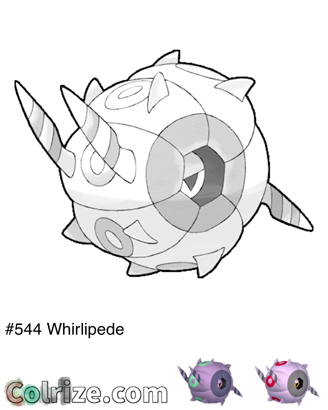 Pokemon Whirlipede coloring page + Shiny Whirlipede coloring page