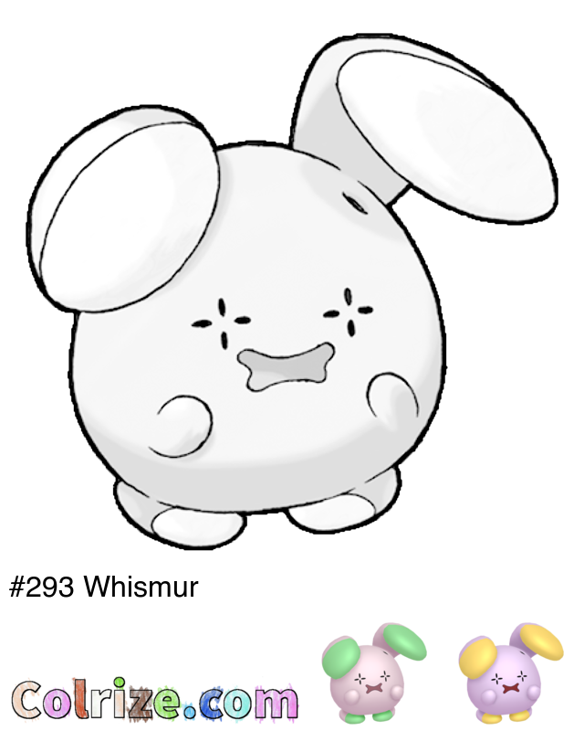 Pokemon Whismur coloring page + Shiny Whismur coloring page