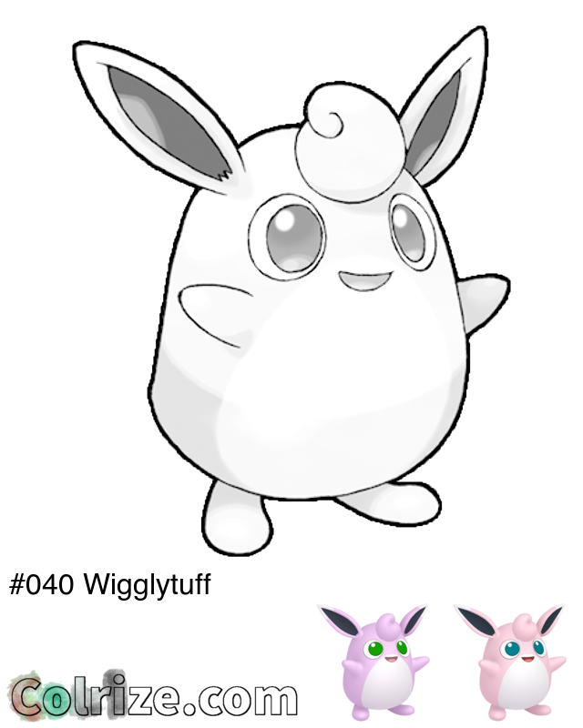 Pokemon Wigglytuff coloring page + Shiny Wigglytuff coloring page