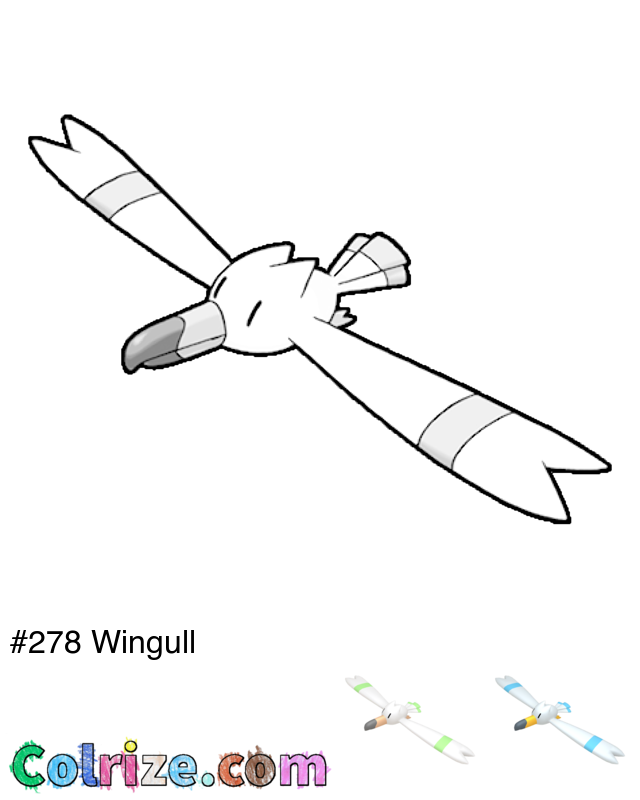 Pokemon Wingull coloring page + Shiny Wingull coloring page