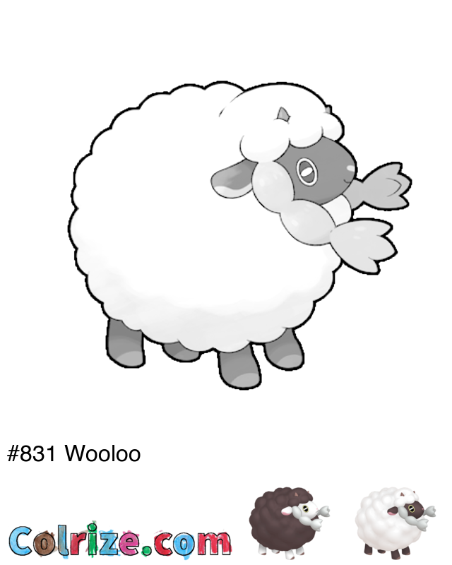 Pokemon Wooloo coloring page + Shiny Wooloo coloring page