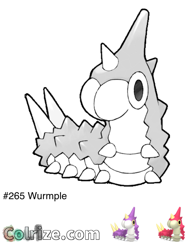 Pokemon Wurmple coloring page + Shiny Wurmple coloring page