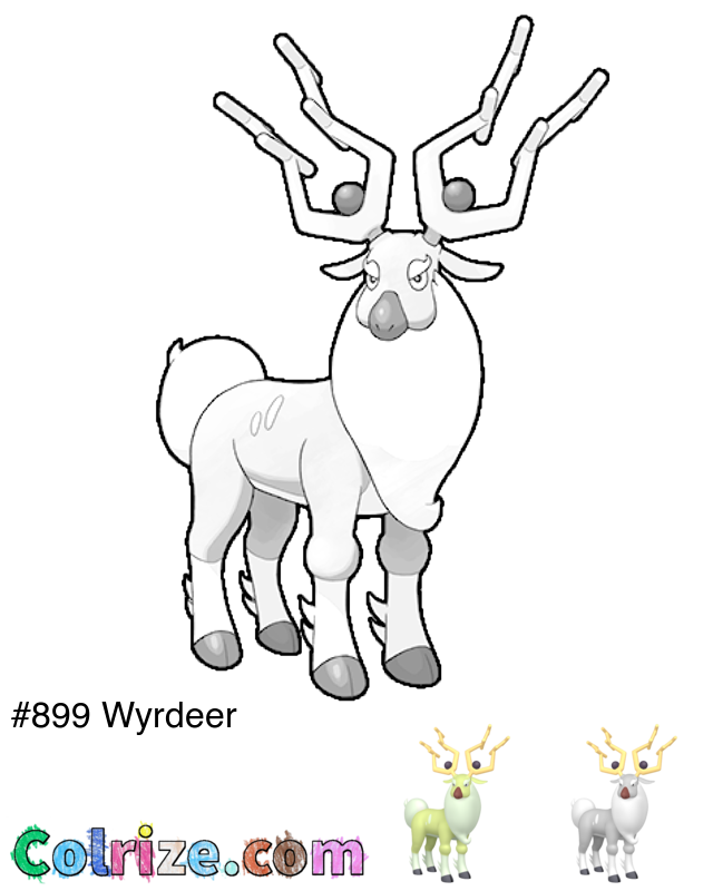 Pokemon Wyrdeer coloring page + Shiny Wyrdeer coloring page