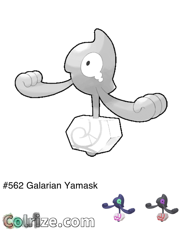 Pokemon Galarian Yamask coloring page + Shiny Galarian Yamask coloring page