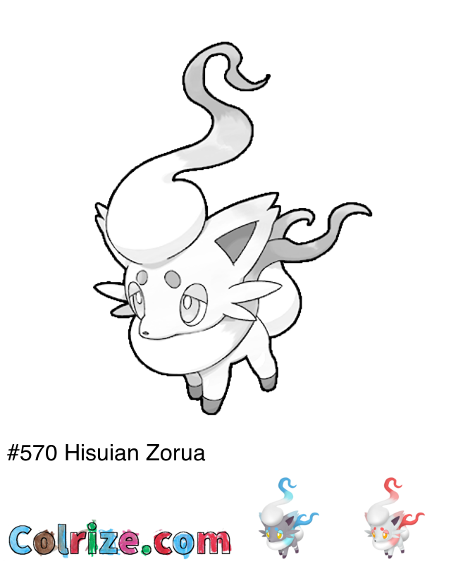 Pokemon Hisuian Zorua coloring page + Shiny Hisuian Zorua coloring page